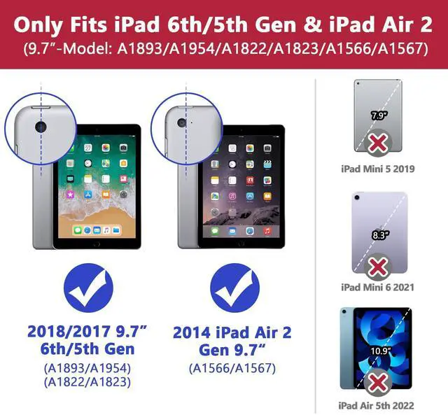 Alt view image 2 of 5 - Grifobes for iPad 6th/5th Generation Cases 2018/2017, for Pad Air 2 Case 2014 9.7 inch, Heavy Duty Shockproof Rugged Protective i Pad 5 6 Gen 9.7" Case with Stand for Kids Boys (Yellow+Blue)