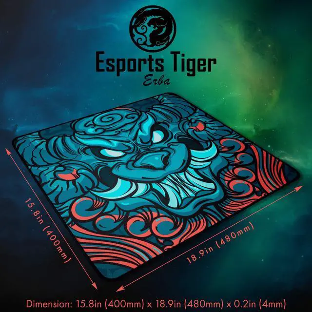 Alt view image 4 of 4 - Mouse Pads EspTiger EBA (480 x 400 x 4mm) Standard Size High-Density Woven Mesh Fabric Rough Grainy Texture Large Gaming Mousepad - Multi-Color Beast Design