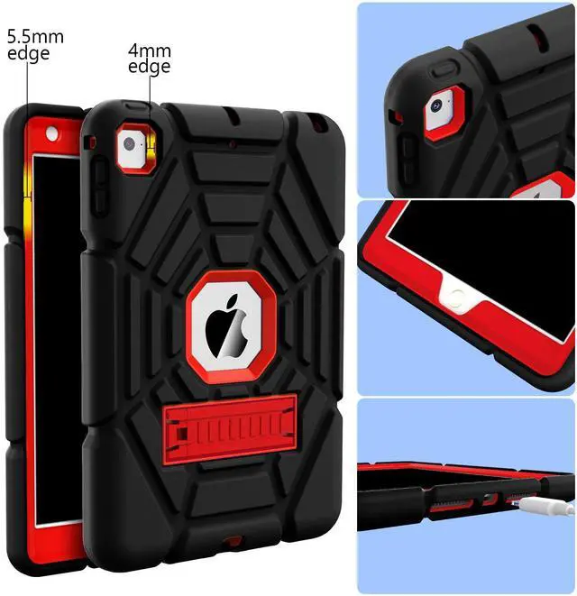 Alt view image 5 of 5 - Grifobes Heavy Duty Shockproof Rugged Case for iPad Mini 5/4 with Stand, Protective Cover for Kids, 7.9 inch (Black+Red)