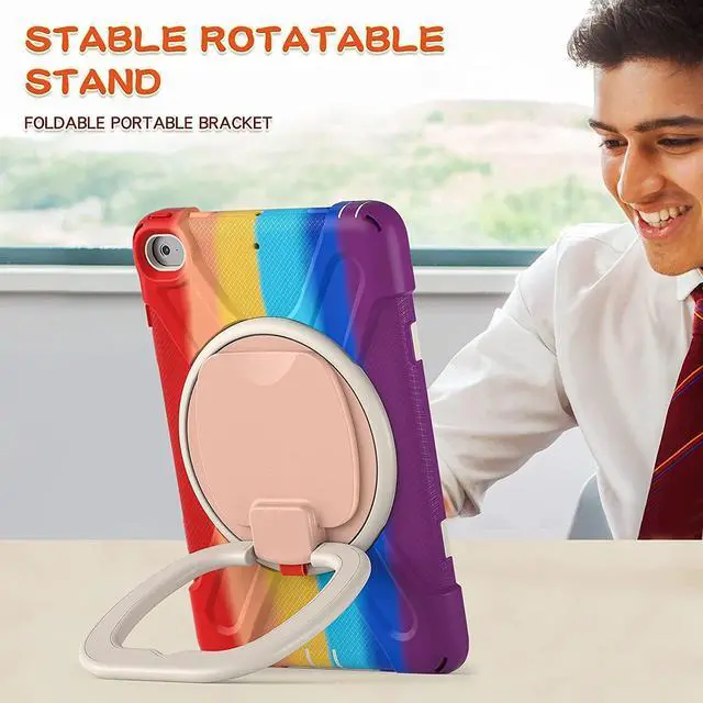 Alt view image 2 of 5 - iPad Mini 5 Case,iPad Mini 4 Case,Protective Rugged Case with Pencil Holder, 360deg Swivel Stand/Handle Grip/Shoulder Strap for Kids, Boys, Girls (Colourful Red)