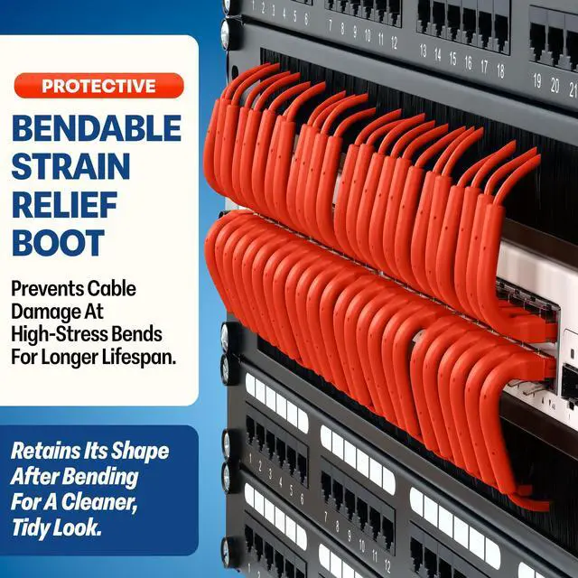 Alt view image 3 of 5 - Everest Ultra Slim Cat6a Ethernet Patch Cables 10ft (10-Pack) Orange - 10GB Cat 6a Patch Cable - Bendable, Flexible & Thin Ethernet Cable - Space Saving 32AWG 550MHZ Cat6a Cables - 100% Copper Wires