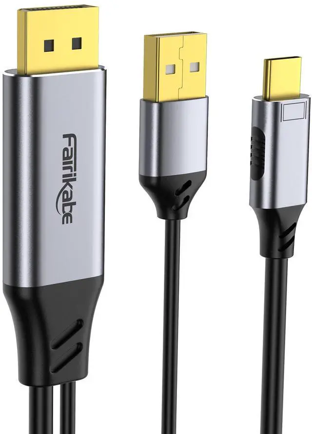 Main image of fairikabe DisplayPort to USB C Cable, 4K@60Hz Display Port to USBC 6.6ft, DP 1.2 Male to Type-C Male Converter for USB-C Touchable Portable Monitor, Compatible for MacBook Pro/Air, iMac