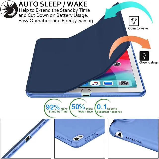 Alt view image 3 of 5 - DuraSafe Cases for iPad 10.5 Inch 2017 Air 3 2019 [ PRO 10.5 Air 3rd Gen ] A1701 A2152 A2123 MUUL2LL/A MUUK2LL/A MUUJ2LL/A MQDX2LL/A MQDY2LL/AiPad Cover with Translucent Frosted Hard Back - Navy Blue