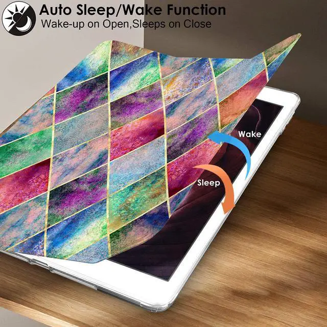 Alt view image 3 of 5 - DuraSafe Cases for iPad Air 3rd Gen 10.5 Inch 2017/2019 [ PRO 10.5 Air 3 ] A1701 A1709 A1852 A2152 A2123 A2153 A2154 Printed Shock Absorbant Flexible TPU Protective Clear Case - Diamond Grid