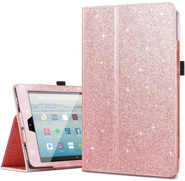 Main image of Fingic for  Fire HD 10 Case 2017&2019,for Kindle Fire HD10 2017/2019 Cases,Luxury Sparkly Folio Folding Stand Cover with Holder & Auto Wake/Sleep Smart Case for Fire HD 10 inch Case,Rose Gold