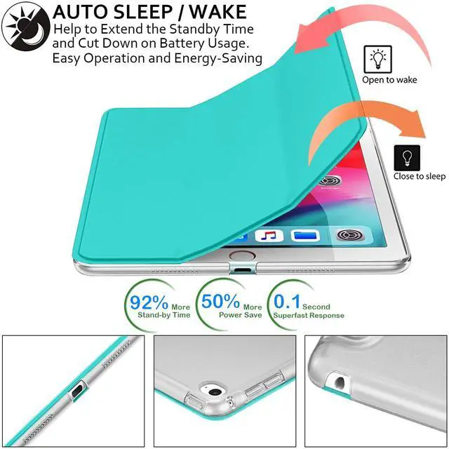 Alt view image 3 of 5 - DuraSafe Cases for iPad Air 2nd Gen 2014 9.7 Inch [ Air 2 ] A1566 A1567 MGLW2LL/A MGL12LL/A MH0W2LL/A MGKM2LL/A MH182LL/A MGKL2LL/AiPad Cover with Translucent Frosted Hard Back - Green