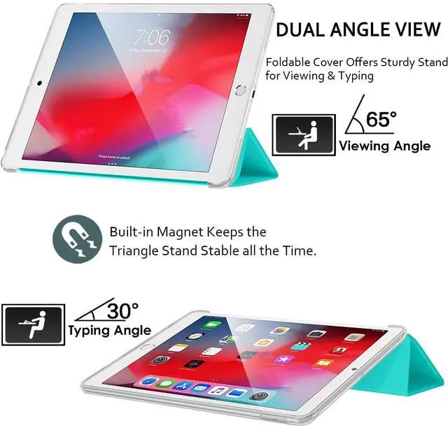 Alt view image 4 of 5 - DuraSafe Cases for iPad Air 2nd Gen 2014 9.7 Inch [ Air 2 ] A1566 A1567 MGLW2LL/A MGL12LL/A MH0W2LL/A MGKM2LL/A MH182LL/A MGKL2LL/AiPad Cover with Translucent Frosted Hard Back - Green