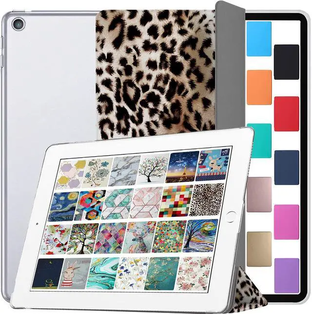 Main image of DuraSafe Cases for iPad 9.7 Inch 5 Gen 2017 6 Gen 2018 [iPad 5th 6th ] A1893 A1822 A1954 MRJN2LL/A MR7G2LL/A MR7F2LL/A MP2F2LL/A PrintediPad Cover with Translucent Frosted Hard Back - Leopard