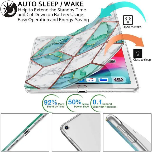 Alt view image 3 of 5 - DuraSafe Cases for iPad Air 1st 9.7 inch PC Cover A1474 MD785LL/A MD788LL/A MD788CH/A A1475 MD786LL/A MD789LL/A MD898LL/A ME906LL/A A1476 ME993LL/A ME999LL/A MF020LL/A MF021LL/A - Marble Green