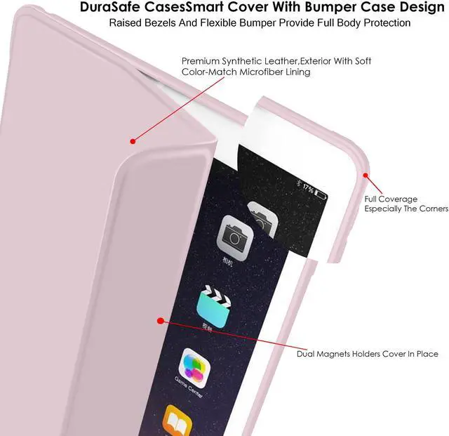 Alt view image 5 of 5 - DuraSafe Cases for iPad 9 2021 iPad 8 2020 iPad 7 2019 10.2 Inch [iPad 9th 8th 7th Gen ] A2602 A2604 A2270 A2197 A2603 A2428 A2429 Full Body Protective Soft Back Cover with Wake/Sleep Feature - Pink