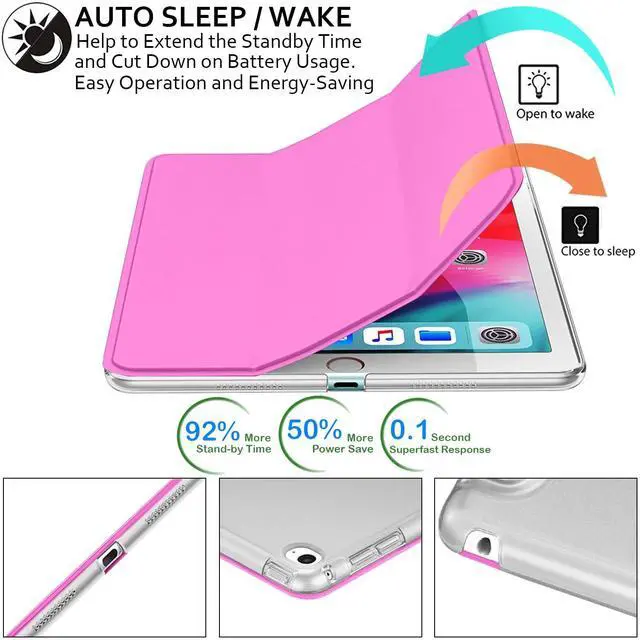 Alt view image 3 of 5 - DuraSafe Cases for iPad Air 2nd Gen 2014 9.7 Inch [ Air 2 ] A1566 A1567 MGLW2LL/A MGL12LL/A MH0W2LL/A MGKM2LL/A MH182LL/A MGKL2LL/AiPad Cover with Translucent Frosted Hard Back - Pink