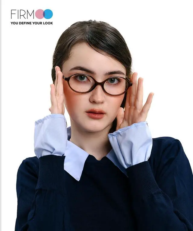 Alt view image 2 of 5 - Firmoo Oval Blue Light Blocking Glasses Reduce Eye Strain Computer Gaming Eyeglasses Bluelight Glasses for Woman/Men, Clear Brown, W72345