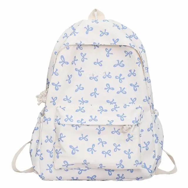 Main image of Fishjhan Bow Backpack Large Capacity Kawaii Aesthetic Japanese Backpack Cottagecore Laptop Bag with Cute Accessories (Blue)