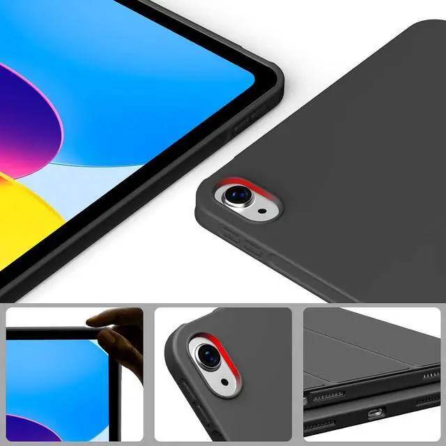 Alt view image 4 of 5 - DuraSafe Cases for iPad Air 6 Air 11 2024 Air 5 2022 Air 4 2020 [ Air 4th 5th 6th 11th Gen] A2316 A2324 A2589 A2591 A2588 Full Body Protective Soft Back Cover with Wake/Sleep Feature - Black