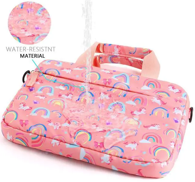 Alt view image 3 of 5 - Foxstory Kids Tablet Case for Girls, Kids Tablet Bag Sleeve Bag Suit for Fire HD 10, Fire HD 8, Fire 7 Kindle, Rainbow Unicorn Pink