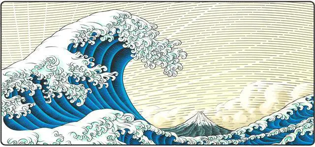 Main image of Gamer Boss - Gaming Mouse Pad - 36 x 17 Inches - 4mm Thick with Stitched Edges, Non-Slip Rubber Base, Premium Cloth Mousepad, Desk Mat for Laptop, Keyboard, Computer & PC (Extended Plus, Great Wave)