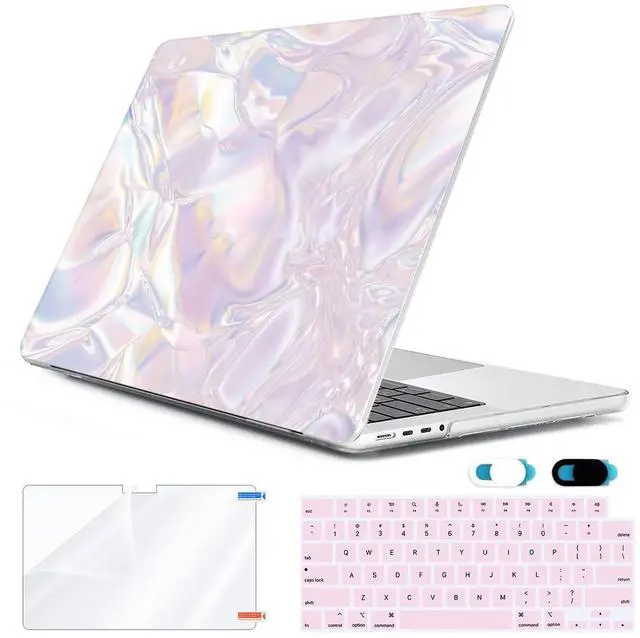 Main image of HOHAIYOO for MacBook Pro 16 inch Case 2024 2023-2021 Release M4 A3186 A3403 M3 A2991 M2 A2780 M1 A2485 Pro Max & Touch ID, Hard Shell Case+Keyboard Cover+Screen Protector+Webcam Cover, Pink Crystal