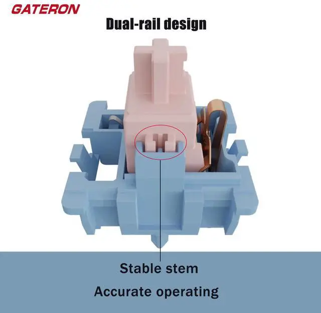 Alt view image 3 of 5 - GATERON Melodic Switches for MX Mechanical Keyboard, 5-pin 60gf Clicky/Pre-lubed/Stable stem/Crisp Sound/Accurate triggering Switches(Melodic,36Pcs)