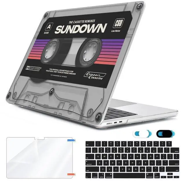 Main image of HOHAIYOO Compatible with MacBook Air 13.6 inch Case 2025 2024 2023 2022 Release M4 A3240 M3 A3113 M2 A2681 with Touch ID, Plastic Hard Shell Case&Keyboard Cover&Screen Film&Webcam Cover, Cassette Tape