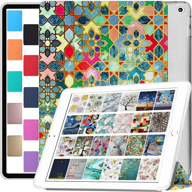 Main image of DuraSafe Cases for iPad 10.5 Inch 2017 Air 3 2019 [ PRO 10.5 Air 3rd Gen ] A1701 A2152 A2123 MUUL2LL/A MUUK2LL/A MUUJ2LL/A MQDX2LL/A MQDW2LL/A Printed Cover Clear Transparent Back Shell - Damask