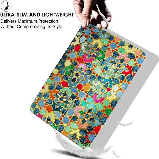 Alt view image 5 of 5 - DuraSafe Cases for iPad 10.5 Inch 2017 Air 3 2019 [ PRO 10.5 Air 3rd Gen ] A1701 A2152 A2123 MUUL2LL/A MUUK2LL/A MUUJ2LL/A MQDX2LL/A MQDW2LL/A Printed Cover Clear Transparent Back Shell - Damask