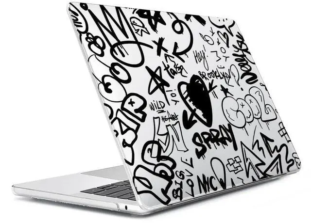 Alt view image 3 of 5 - HOHAIYOO Compatible with MacBook Pro 16 inch Case 2024 2023 2022 2021 Release M4 A3186 A3403 M3 A2991 M2 A2780 M1 A2485, Hard Case Shell+Keyboard Cover+Screen Protector+Webcam Cover, Black Graffiti