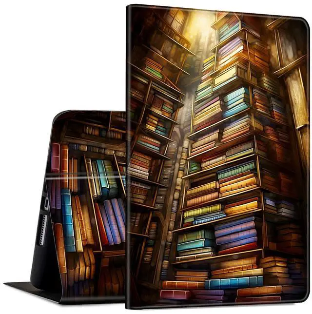 Main image of Case for All-New Kindle Fire HD 10 & 10 Plus Tablet (11th Generation, 2021 Release) 10.1" Slim Lightweight PU Leather Shock-Proof Smart Stand Cover Case with Auto Wake/Sleep, Library Bookshelfs