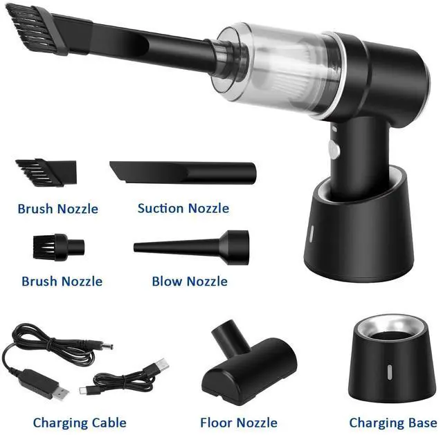 Alt view image 2 of 5 - Honlibey 8Kpa Mini Handheld Vacuum Cleaner, 120W High Power Cordless Car Vacuum, 2 in 1 & Air Duster, With LED Light & Multi-Nozzles for Car, Computer, Keyboard, Sewing Machine