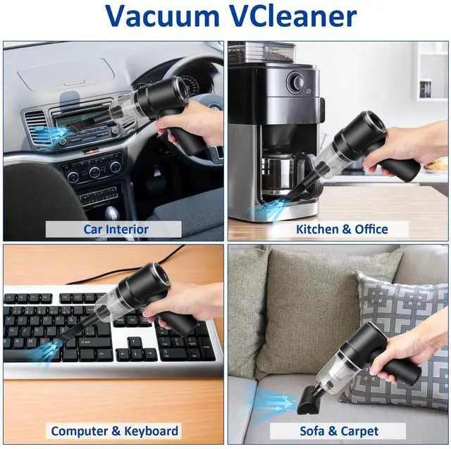 Alt view image 4 of 5 - Honlibey 8Kpa Mini Handheld Vacuum Cleaner, 120W High Power Cordless Car Vacuum, 2 in 1 & Air Duster, With LED Light & Multi-Nozzles for Car, Computer, Keyboard, Sewing Machine