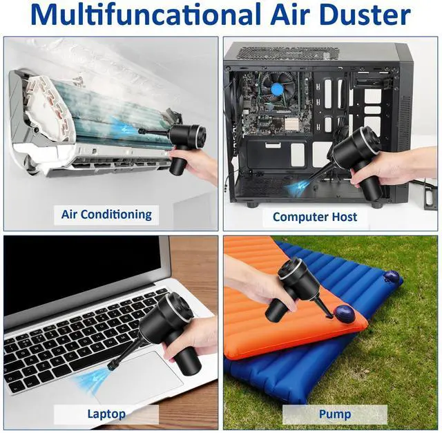 Alt view image 5 of 5 - Honlibey 8Kpa Mini Handheld Vacuum Cleaner, 120W High Power Cordless Car Vacuum, 2 in 1 & Air Duster, With LED Light & Multi-Nozzles for Car, Computer, Keyboard, Sewing Machine