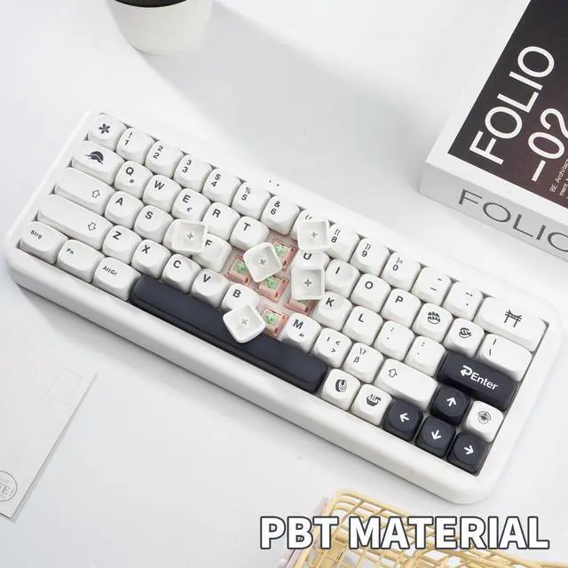 Alt view image 4 of 5 - GEKUCAP White PBT Keycaps 144 Keys Minimalist Style MOA Profile Key Caps Dye Sublimation Customized Keycaps Set Compatible with Cherry MX Switches Mechanical Keyboards