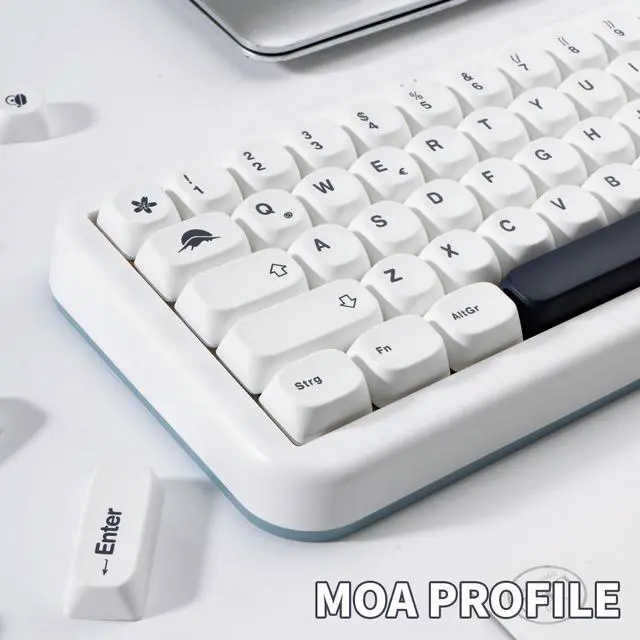 Alt view image 3 of 5 - GEKUCAP White PBT Keycaps 144 Keys Minimalist Style MOA Profile Key Caps Dye Sublimation Customized Keycaps Set Compatible with Cherry MX Switches Mechanical Keyboards