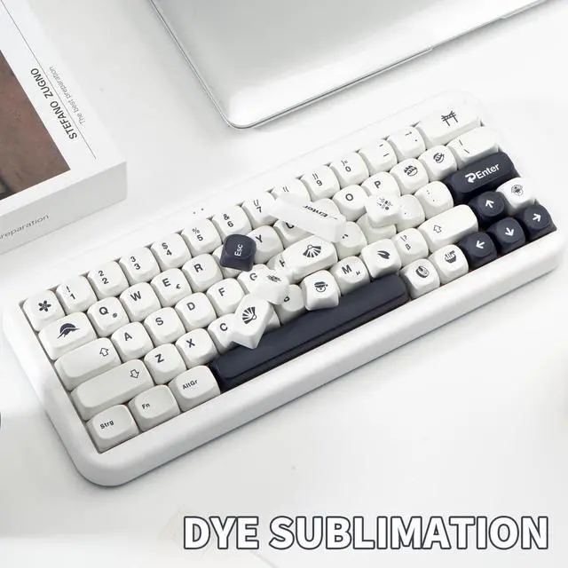 Alt view image 5 of 5 - GEKUCAP White PBT Keycaps 144 Keys Minimalist Style MOA Profile Key Caps Dye Sublimation Customized Keycaps Set Compatible with Cherry MX Switches Mechanical Keyboards