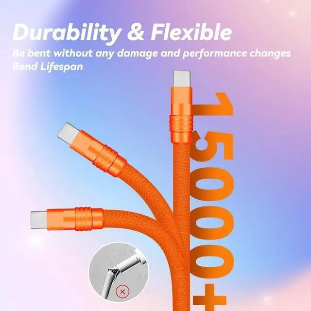 Alt view image 2 of 5 - GentsStride Curly Chubby New Spring Charge Cable Spiral Braid Fast Charging Cable Phones Tablet Coiled USB C Charger Cable Cord USB-C to USB A Cable, Purple, Type-C to Type-C, 2.29FT-3.6FT
