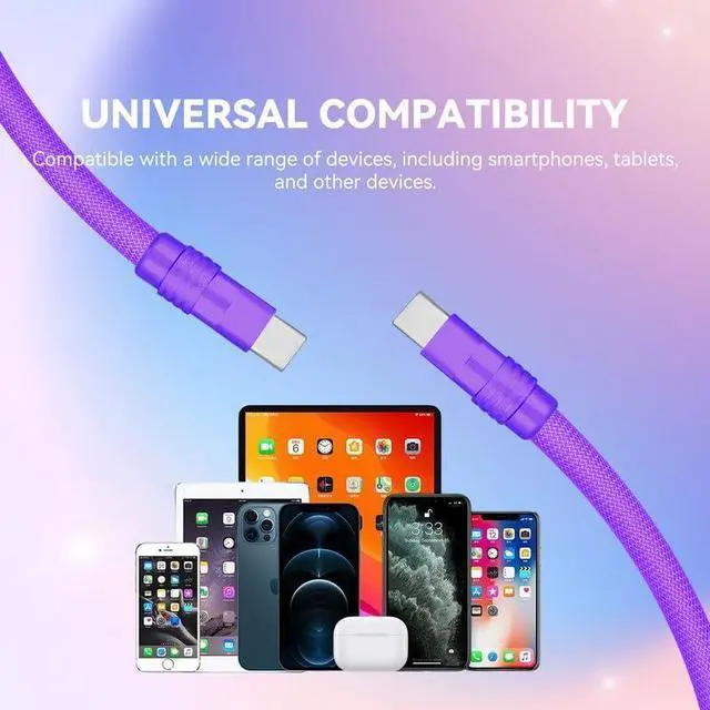 Alt view image 5 of 5 - GentsStride Curly Chubby New Spring Charge Cable Spiral Braid Fast Charging Cable Phones Tablet Coiled USB C Charger Cable Cord USB-C to USB A Cable, Purple, Type-C to Type-C, 2.29FT-3.6FT