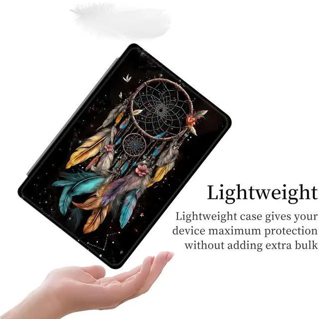 Alt view image 5 of 5 - Case for All-New Kindle Fire HD 10 & 10 Plus Tablet (11th Generation, 2021 Release) 10.1" PU Leather 360 Degree Rotating Swivel Stand Smart Cover with Auto Wake/Sleep,Dream Catcher Flowers