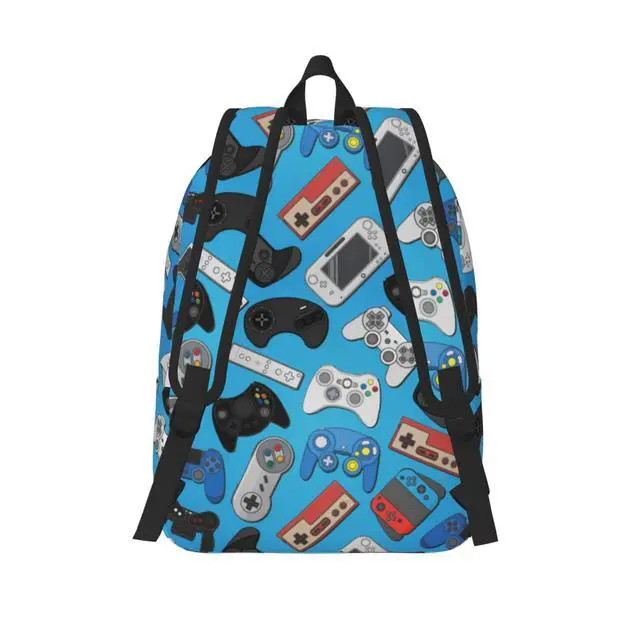 Alt view image 5 of 5 - Duduho Video Game Controller Blue Background Backpack 15.7 Inch Laptop Backpack Travel Hiking Daypack Multipurpose Book Bag For Men Women Teens Boys Girls