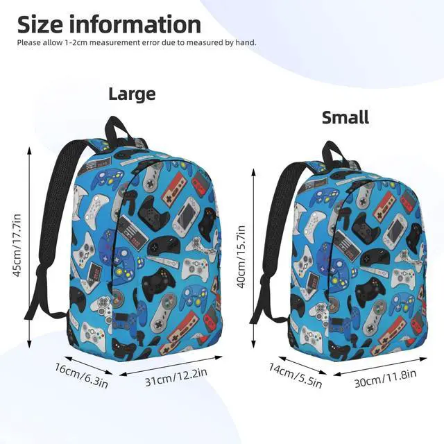 Alt view image 3 of 5 - Duduho Video Game Controller Blue Background Backpack 15.7 Inch Laptop Backpack Travel Hiking Daypack Multipurpose Book Bag For Men Women Teens Boys Girls