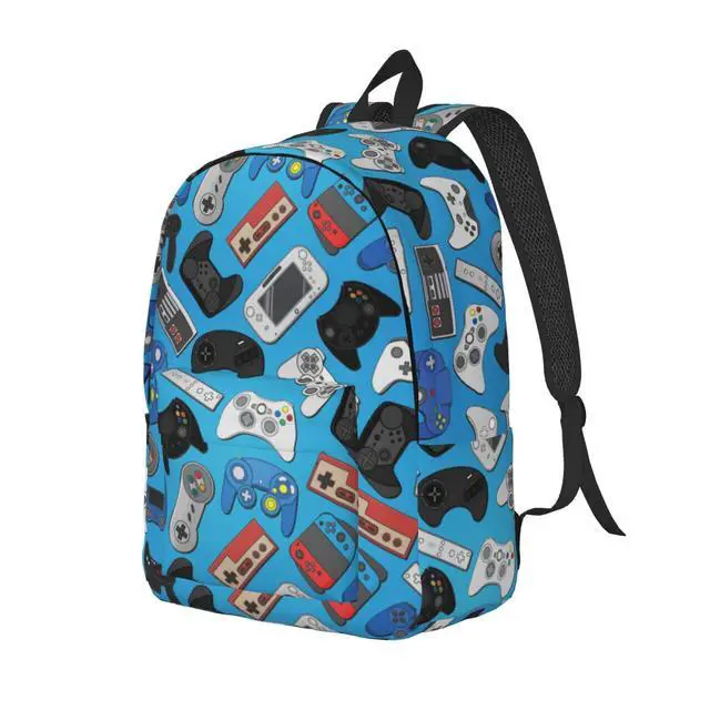 Alt view image 4 of 5 - Duduho Video Game Controller Blue Background Backpack 15.7 Inch Laptop Backpack Travel Hiking Daypack Multipurpose Book Bag For Men Women Teens Boys Girls
