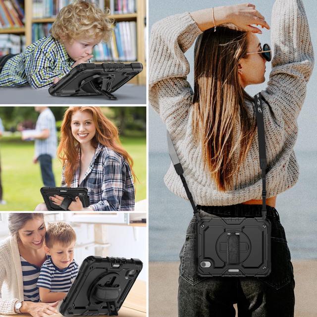Alt view image 2 of 5 - HXCASEAC Case for iPad Mini 7 (A17 pro 2024) / Mini 6 8.3 inch, Shockproof Design with Pencil Holder/Screen Protector/Hand Strap, Kids Case for iPad Mini 7th/6th Generation 8.3" - Black