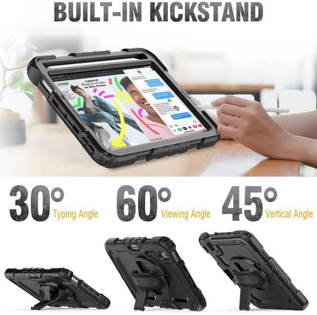 Alt view image 4 of 5 - HXCASEAC Case for iPad Mini 7 (A17 pro 2024) / Mini 6 8.3 inch, Shockproof Design with Pencil Holder/Screen Protector/Hand Strap, Kids Case for iPad Mini 7th/6th Generation 8.3" - Black
