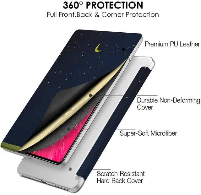 Alt view image 4 of 5 - DuraSafe Cases for iPad Mini 6 8.3 Inch 2021 [ Mini 6th Gen ] A2567 A2568 A2569 MK7M3LL/A MLWL3LL/A MK7R3LL/A MK7P3LL/A MK7T3LL/A Trifold Printed Hard Smart PC Transparent Back Cover - Night Sky