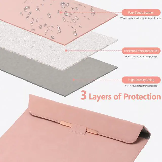 Alt view image 4 of 5 - HYZUO 15 Inch Laptop Sleeve Case with Stand Feature for MacBook Air 15 M4 A3241 M3 A3114 M2 A2941 2025-2023, MacBook Pro 15, 15" Surface Laptop 7/6/5/4/3, with Carrying Pouch, Pink(Smiley)