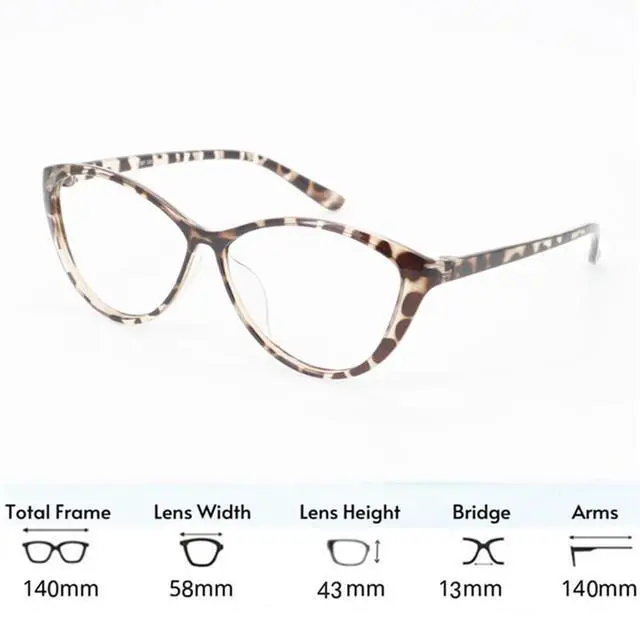 Alt view image 3 of 5 - GLASAOTO Oversized Cateye Blue Light Blocking Glasses for Woman Computer Reading Eyeglasses Frames UV Magnification 1.75 Leopard