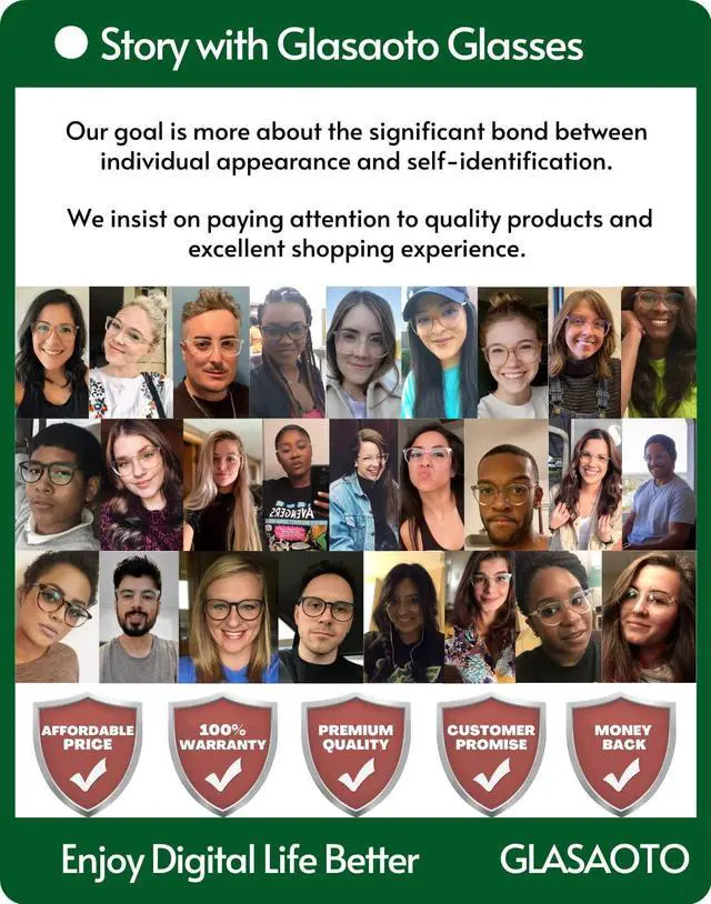 Alt view image 5 of 5 - GLASAOTO Blue Light Blocking Glasses Reading Glasses for Women Men Round Eyeglasses Frame Lightweight Reduce Eye Strain Black 2.5