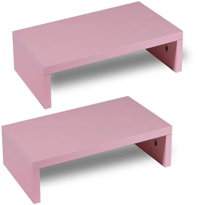 Main image of HAZCOVE Dual monitor stand for desk, pink laptop stand with 18mm Plywood for 2 Monitors-15 Inch for home and office organize