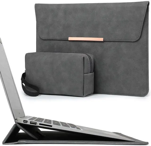 Main image of HYZUO 15 Inch Laptop Sleeve Case Cover with Stand Feature for MacBook Pro 15 A1990 A1707 2019-2016, MacBook Air 15 M2 A2941 2024-2023, 15-inch Surface Laptop 7/6/5/4/3, with Pouch, Space Gray(Smiley)