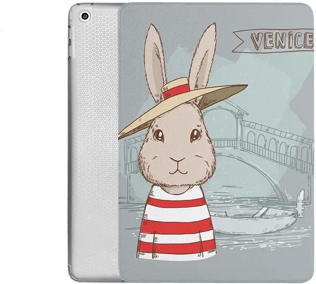 Main image of DuraSafe Cases for iPad 9.7 Inch 4 Gen 3 Gen 2012 2 Gen 2011 [iPad 4th 3rd 2nd Old Model ] A1458 A1416 A1395 A1458 A1416 A1395 MD522LL/A MD525LL/A Printed Case TPU Heat Dissipation Back - Bunny Hat