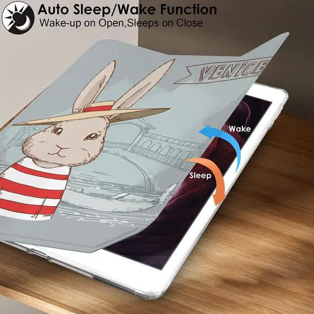 Alt view image 3 of 5 - DuraSafe Cases for iPad 9.7 Inch 4 Gen 3 Gen 2012 2 Gen 2011 [iPad 4th 3rd 2nd Old Model ] A1458 A1416 A1395 A1458 A1416 A1395 MD522LL/A MD525LL/A Printed Case TPU Heat Dissipation Back - Bunny Hat