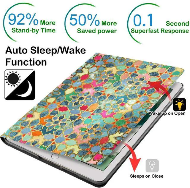 Alt view image 3 of 5 - DuraSafe Cases for iPad PRO 11 3 2 Gen [ PRO 11 3rd 2nd ] A2377 A2459 A2301 MHQR3LL/A MHQT3LL/A MHQU3LL/A MHQV3LL/A MY232LL/A MY252LL/A Ultra Printed Smart PU Leather Flip Folio Book Cover - Damask